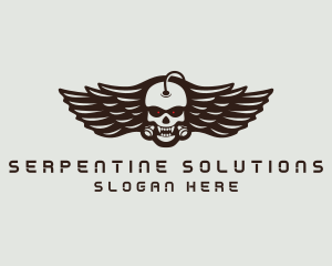 Angry Skull Wing logo design