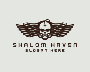 Angry Skull Wing logo design