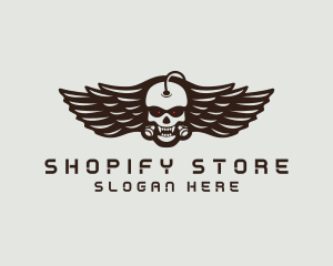 Angry Skull Wing logo design