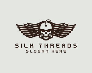 Angry Skull Wing logo design