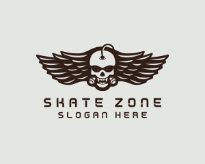 Angry Skull Wing logo design