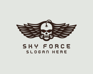 Airforce - Angry Skull Wing logo design