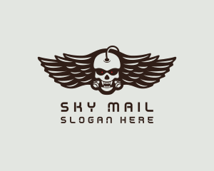 Angry Skull Wing logo design