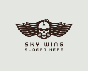 Wing - Angry Skull Wing logo design