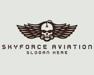 Airforce - Angry Skull Wing logo design