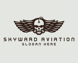 Angry Skull Wing logo design