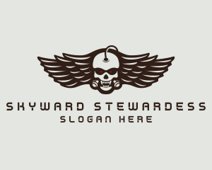 Angry Skull Wing logo design