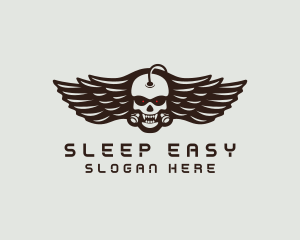 Angry Skull Wing logo design