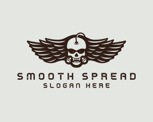 Angry Skull Wing logo design