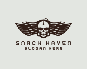 Angry Skull Wing logo design