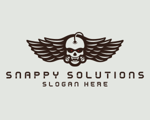 Angry Skull Wing logo design