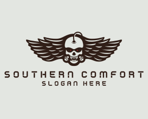 Angry Skull Wing logo design