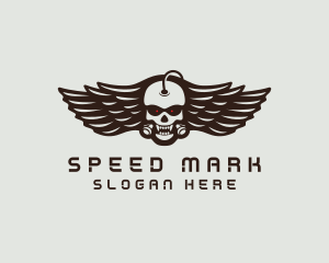 Angry Skull Wing logo design