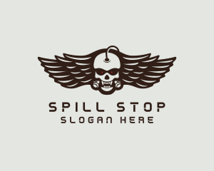 Angry Skull Wing logo design