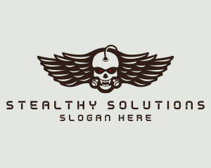 Angry Skull Wing logo design