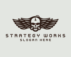 Angry Skull Wing logo design