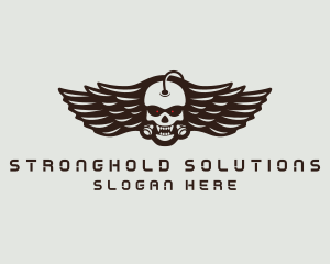 Angry Skull Wing logo design