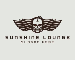 Angry Skull Wing logo design