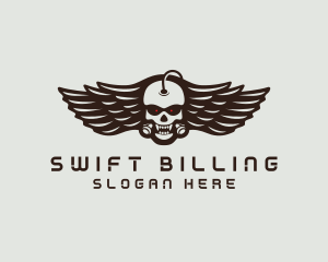 Angry Skull Wing logo design