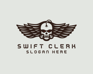 Angry Skull Wing logo design