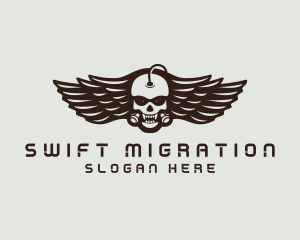 Angry Skull Wing logo design