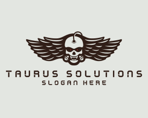 Angry Skull Wing logo design