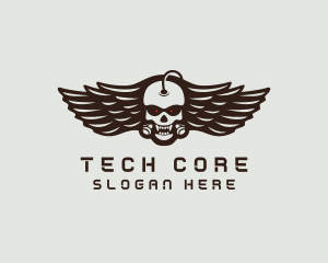 Angry Skull Wing logo design