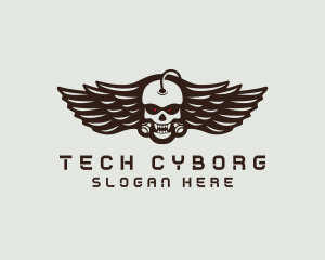 Cyborg - Angry Skull Wing logo design