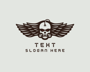 Angry Skull Wing logo design