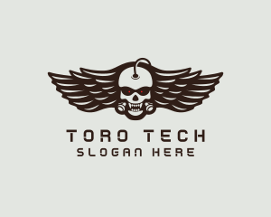 Angry Skull Wing logo design