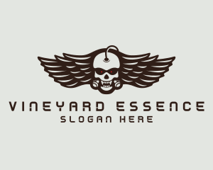 Angry Skull Wing logo design