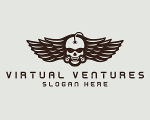 Angry Skull Wing logo design