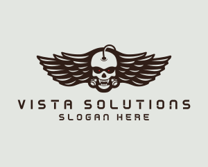 Angry Skull Wing logo design