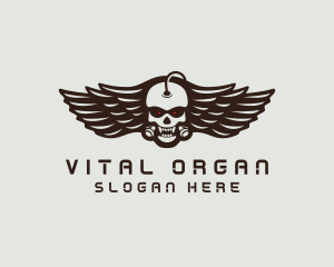 Angry Skull Wing logo design