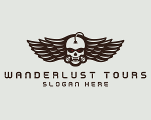 Angry Skull Wing logo design