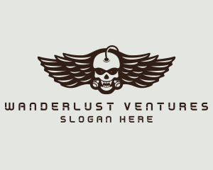 Angry Skull Wing logo design