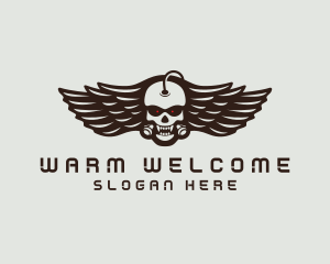 Angry Skull Wing logo design