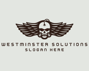 Angry Skull Wing logo design