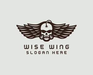 Angry Skull Wing logo design