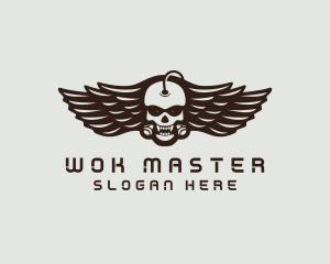 Angry Skull Wing logo design