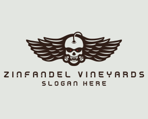 Angry Skull Wing logo design