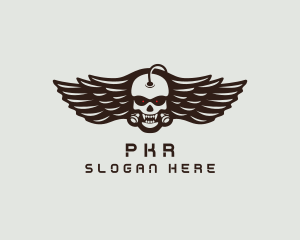 Angry Skull Wing logo design