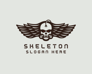 Angry Skull Wing logo design