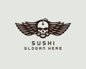 Angry Skull Wing logo design