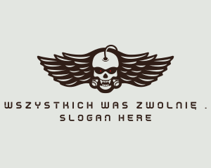 Angry Skull Wing logo design