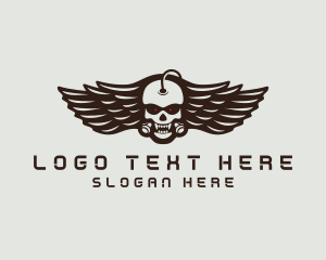 Cyborg - Angry Skull Wing logo design