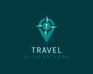 Travel Location Pin Compass logo design