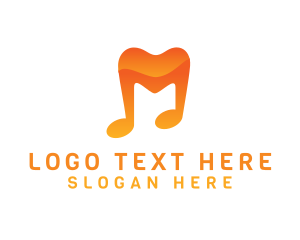 Orange Note - Musical Note M logo design