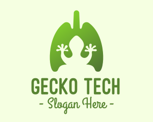 Gecko - Green Frog Respiratory Lungs logo design