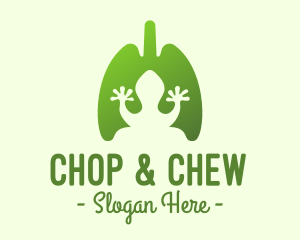 Chameleon - Green Frog Respiratory Lungs logo design